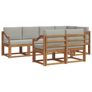 vidaXL Conjunto de sof&aacute;s de exterior 7 pcs Gris Natural y Claro