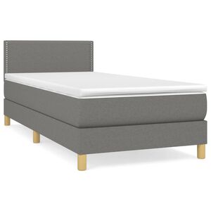 vidaXL Cama box spring con colch&oacute;n tela gris oscuro 80x200 cm
