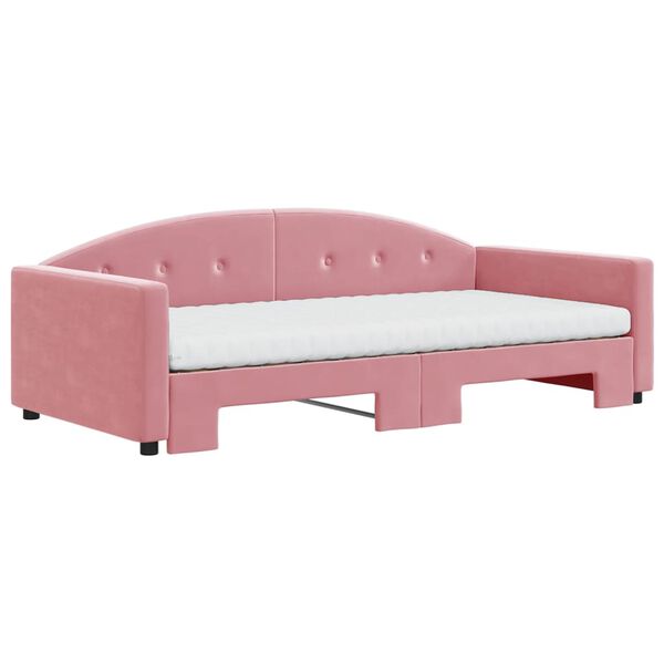 vidaXL Sof&aacute; cama nido con colch&oacute;n terciopelo rosa 100x200 cm