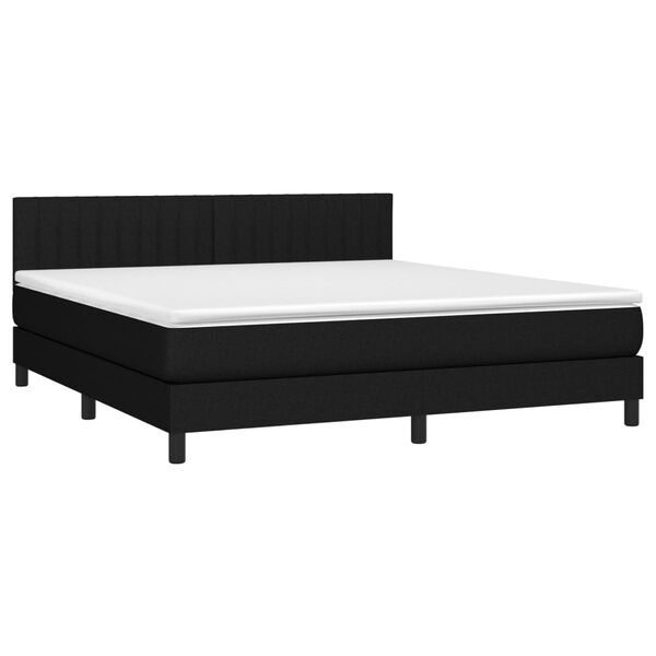 vidaXL Cama box spring con colch&oacute;n tela negro 160x200 cm
