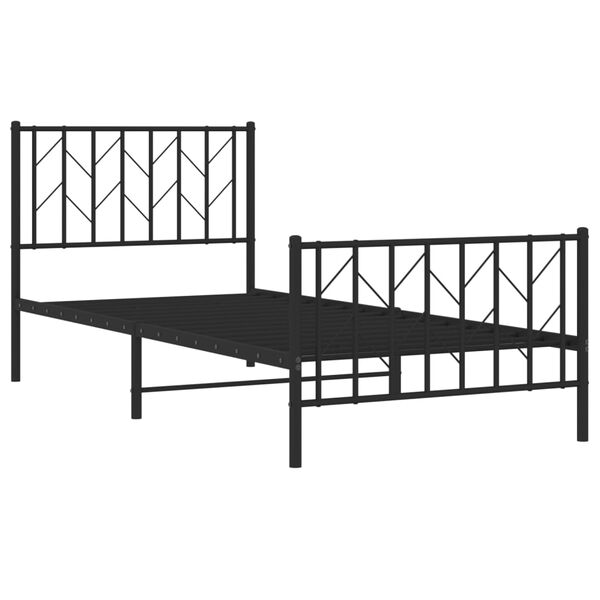 vidaXL Estructura cama sin colch&oacute;n con estribo metal negro 90x200 cm