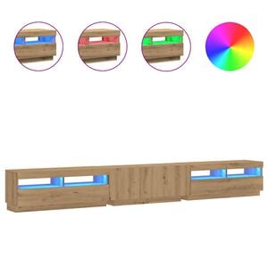 vidaXL Mueble de TV luces LED madera roble artisan 300x35x40 cm