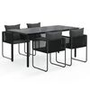 vidaXL Juego de comedor para jard&iacute;n 5 piezas negro