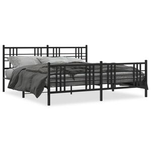 vidaXL Estructura cama sin colch&oacute;n con estribo metal negro 183x213 cm