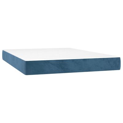 vidaXL Cama box spring colchón y LED terciopelo azul oscuro 140x190 cm