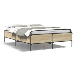 vidaXL Estructura cama madera ingenier&iacute;a metal roble Sonoma 140x190 cm