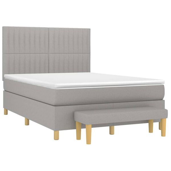 vidaXL Cama box spring con colch&oacute;n tela gris claro 140x200 cm