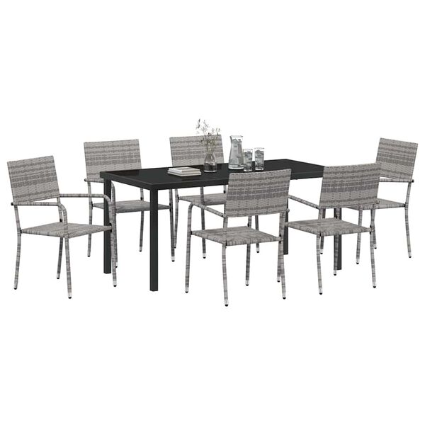 vidaXL Conjunto de Comedor de Jard&iacute;n 7 pcs Gris rat&aacute;n sint&eacute;tico