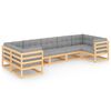 vidaXL Juego de muebles de jard&iacute;n 7 pzas y cojines madera maciza pino