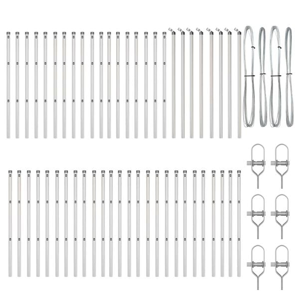 vidaXL Poste de cerca Otro 52 pcs Gris 3,2 x 3,2 x 120 cm Acero