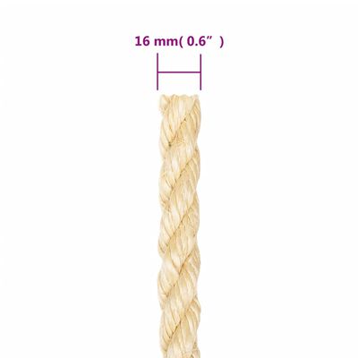 vidaXL Cuerda 100% sisal 16 mm 25 m