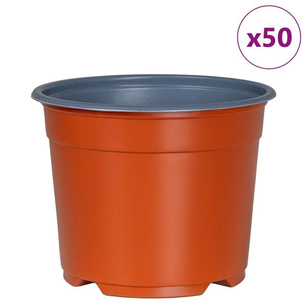 vidaXL Maceta Redonda para Flores 50 pcs Terracota &Oslash; 15 x 12.5 cm