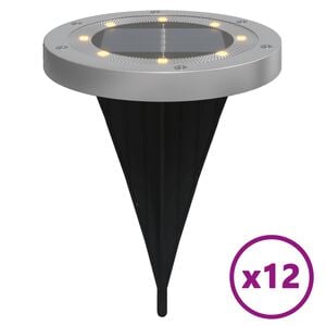 vidaXL Luces solares suelo jard&iacute;n con pico tierra blanco c&aacute;lido 12 uds