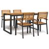 vidaXL Juego de comedor de jard&iacute;n 5 pzas madera maciza acacia y metal