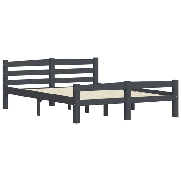vidaXL Estructura cama sin colchón madera pino gris oscuro 140x200 cm