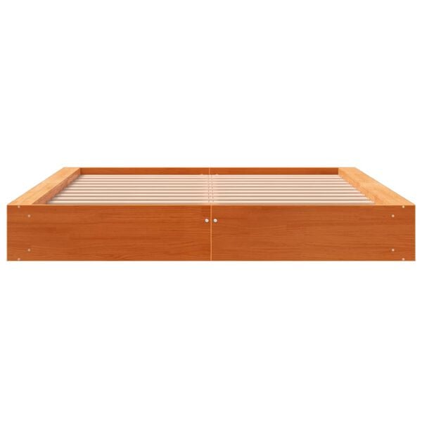 vidaXL Cama sin colch&oacute;n madera maciza de pino marr&oacute;n cera 140x200 cm