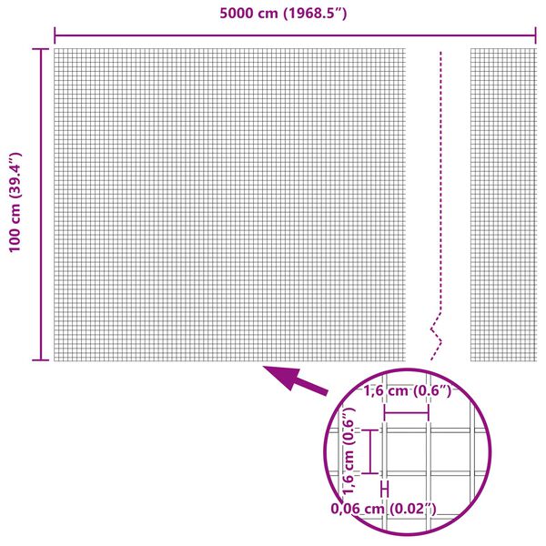 vidaXL Cerca de Alambre Soldado Plateado 1 x 50 m Acero