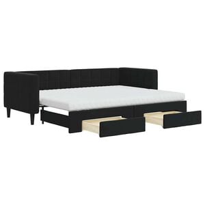 vidaXL Sof&aacute; cama nido con cajones terciopelo negro 80x200 cm