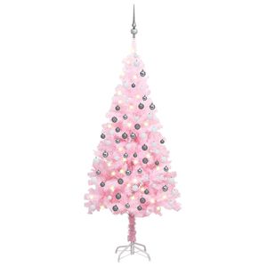 vidaXL &Aacute;rbol de Navidad preiluminado con luces y bolas rosa 150 cm