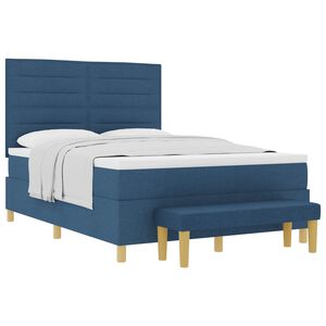 vidaXL Cama tipo Box Spring con colch&oacute;n Azul 140 x 190 cm tela