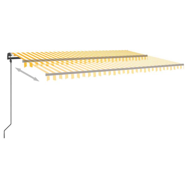 vidaXL Toldo automático LED sensor de viento amarillo y blanco 5x3 m