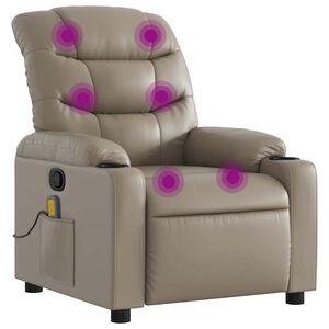 vidaXL Sill&oacute;n de masaje reclinable cuero sint&eacute;tico color capuchino