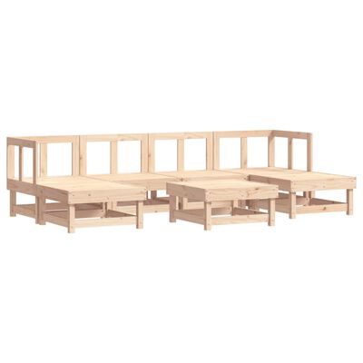 vidaXL Juego de muebles de jardín 7 piezas y cojines madera maciza
