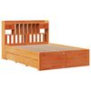 vidaXL Cama con estanter&iacute;a sin colch&oacute;n madera maciza marr&oacute;n 150x200 cm