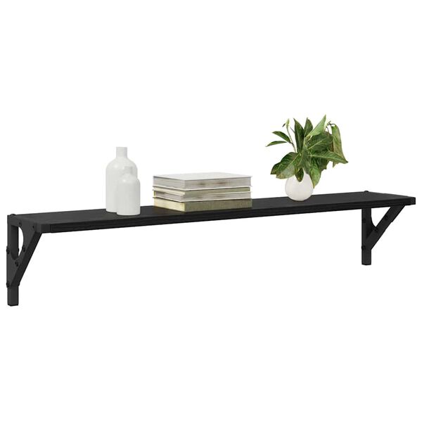 vidaXL Estanterías de pared 2 pcs Roble Negro 80 x 15 x 15,5 cm