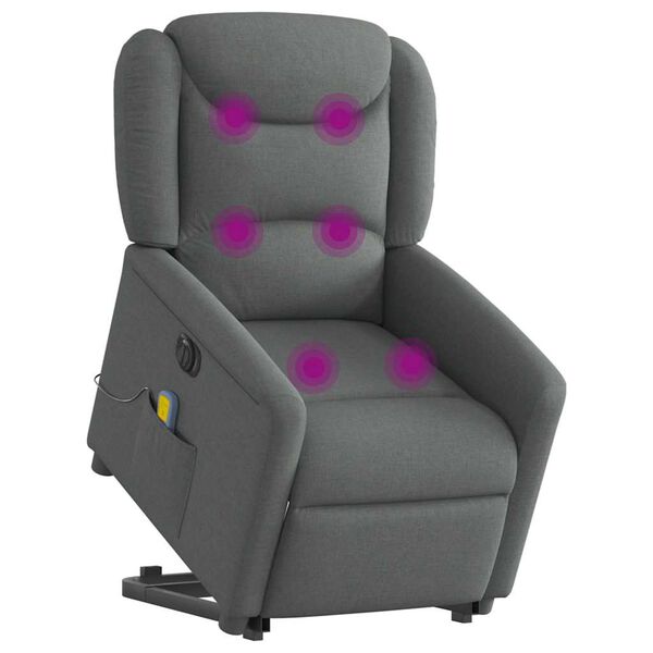 vidaXL Sill&oacute;n de masaje el&eacute;ctrico reclinable elevable tela gris oscuro