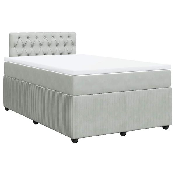 vidaXL Cama box spring con colch&oacute;n terciopelo gris claro 120x190 cm