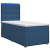 vidaXL Cama box spring con colch&oacute;n con cabecera Azul 100 x 200 cm Tela