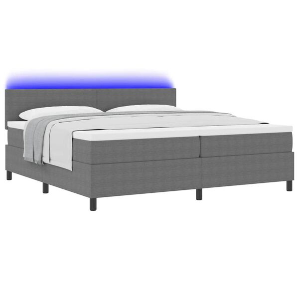 vidaXL Cama Box Spring LED Gris claro y . 200 x 200 cm Tela de Pana
