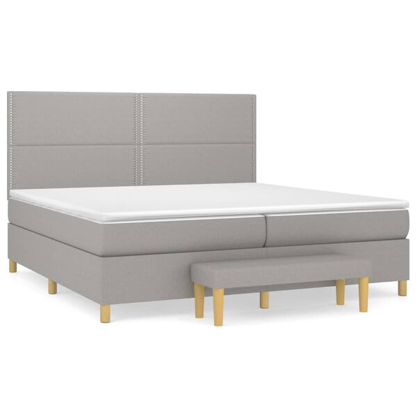 vidaXL Cama box spring con colch&oacute;n tela gris claro 200x200 cm