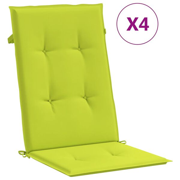 vidaXL Coj&iacute;n silla de jard&iacute;n respaldo alto 4 uds tela verde 120x50x3cm