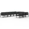 vidaXL Set muebles de jard&iacute;n 10 pzas y cojines aluminio gris antracita
