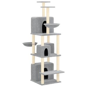 vidaXL Rascador para gatos con postes de sisal gris claro 180 cm