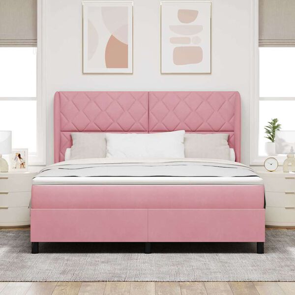 vidaXL Cama tipo Box Spring con colch&oacute;n Rosa 200 x 180 cm Poli&eacute;ster