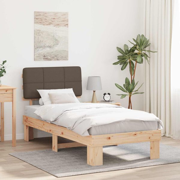 vidaXL Estructura de Cama con Cabecera Tapizada Taup&eacute; 100 x 200 cm