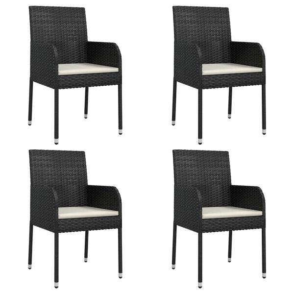 vidaXL Set de muebles jard&iacute;n 5 pzas con cojines rat&aacute;n sint&eacute;tico negro
