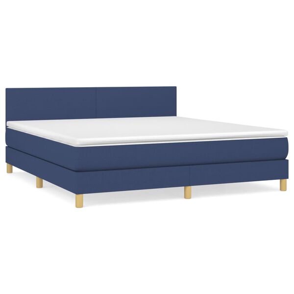 vidaXL Cama box spring con colch&oacute;n tela azul 160x200 cm