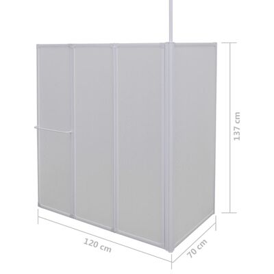 Mampara de ducha de pared en forma L 4 paneles plegables 70x120x137 cm