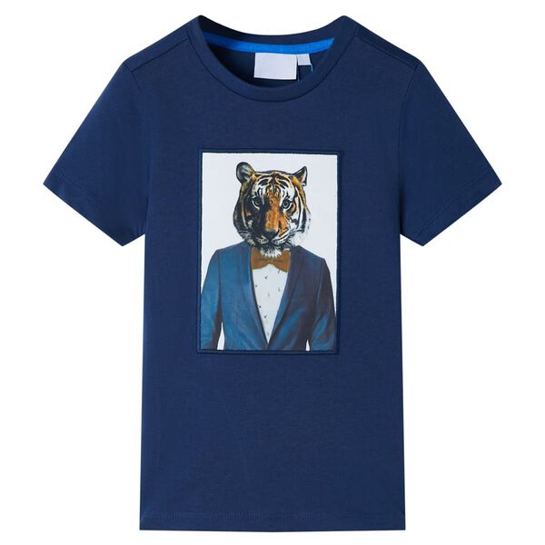 Camiseta infantil de manga corta azul oscuro 116