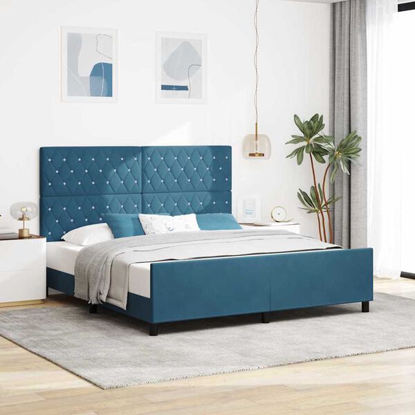 vidaXL Cama tipo Box Spring Azul Oscuro 180 x 200 cm Terciopelo