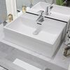vidaXL Lavabo con orificio para grifo cerámica blanco 51,5x38,5x15 cm