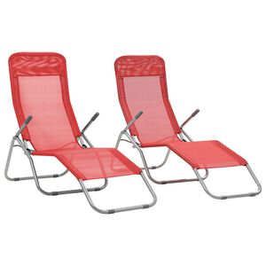 vidaXL Tumbonas plegables 2 unidades textilene rojo