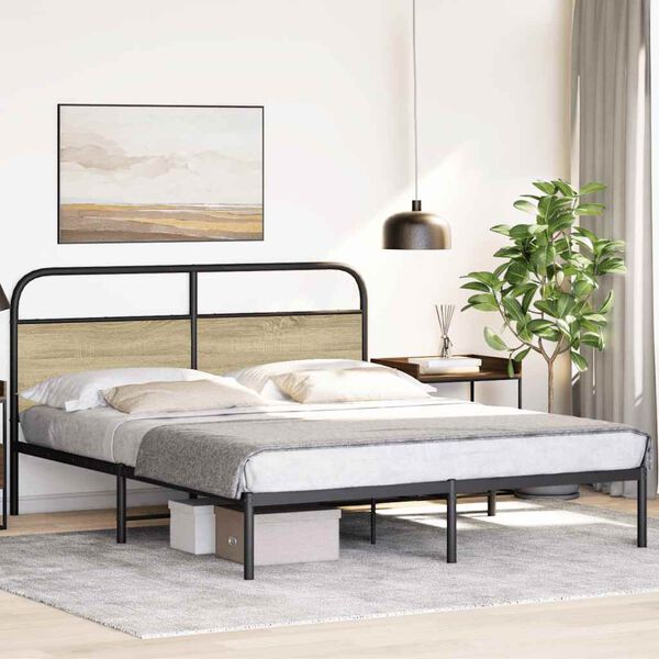 vidaXL Estructura de cama sin colch&oacute;n 160x200 cm madera roble Sonoma