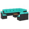 vidaXL Set de sof&aacute;s de jard&iacute;n 11 pzas y cojines rat&aacute;n sint&eacute;tico negro
