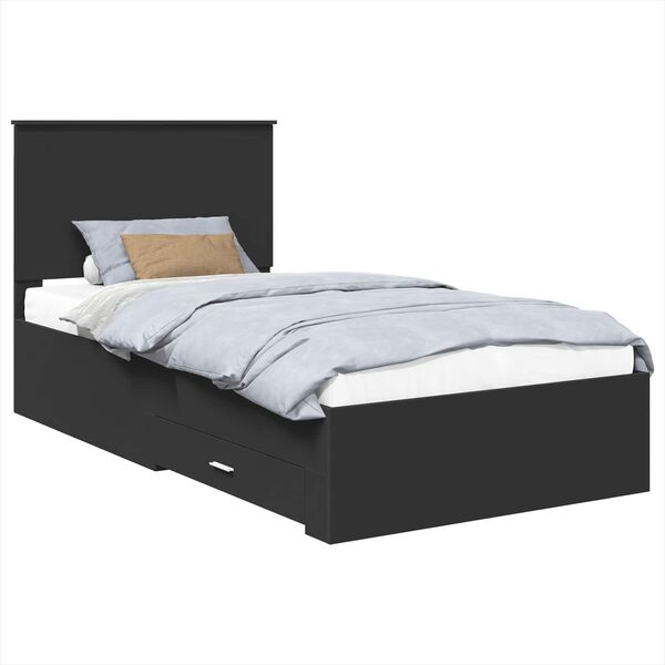 vidaXL Estructura de cama con cabecera Negro y Plata 90 x 200 cm