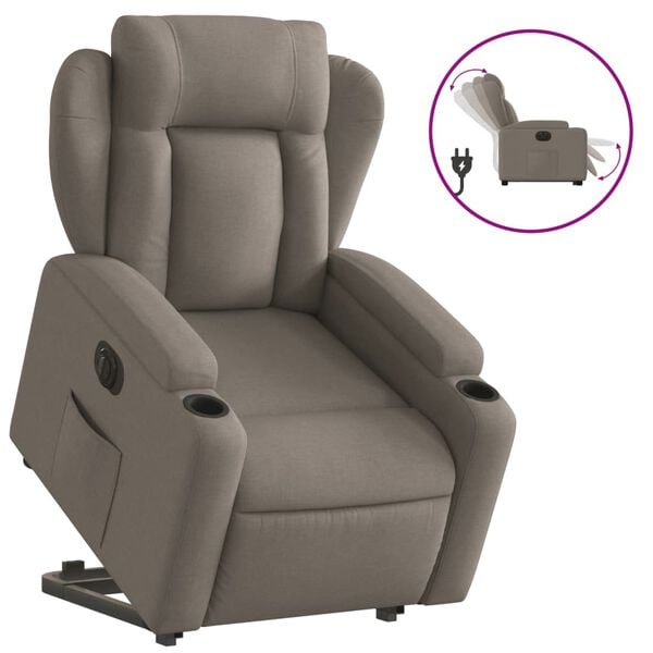 vidaXL Sillón eléctrico reclinable elevable de tela gris taupe